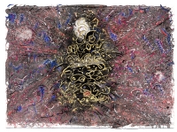 gouache and gold leaf on paper, 11 x 14, BLACK FOUNTAIN 10