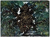 gouache and gold leaf on paper,11 x 14, BLACK FOUNTAIN 11