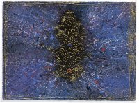gouache and gold leaf on paper,11 x 14, BLACK FOUNTAIN 2
