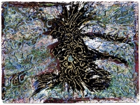 gouache and gold leaf on paper, 11 x 14, BLACK FOUNTAIN 9b