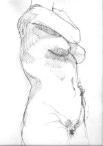 LIFE DRAWING 31, Ink on Paper, 17in by 14in, 2007.