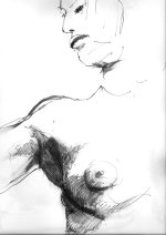LIFE DRAWING 32, Ink on Paper, 17in by 14in, 2007.