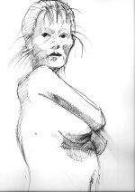 LIFE DRAWING 34, Ink on Paper, 17in by 14in, 2007.
