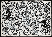 MEDITATION PAINTING 3, Novacolor, Ink and Gouache on Aurobindo, 22in by 30in, 2008