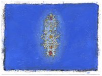 gouache and gold leaf on paper, 11 x 14, BLUE FOUNTAIN 19
