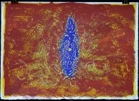 gouache and gold leaf on paper, 11 x 14, RED FOUNTAIN 19
