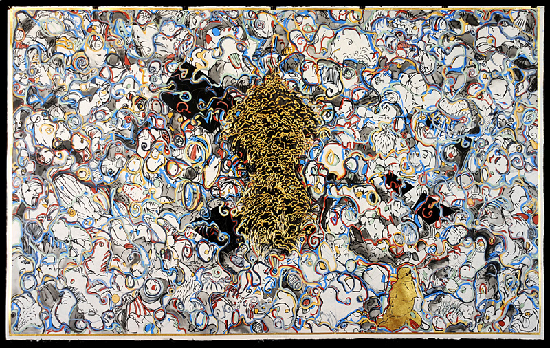 MY PRACTICE Novacolor and Gold Leaf on prepared BFK, 45x72in MY PRACTICE Novacolor and Gold Leaf on prepared BFK, 45x72in