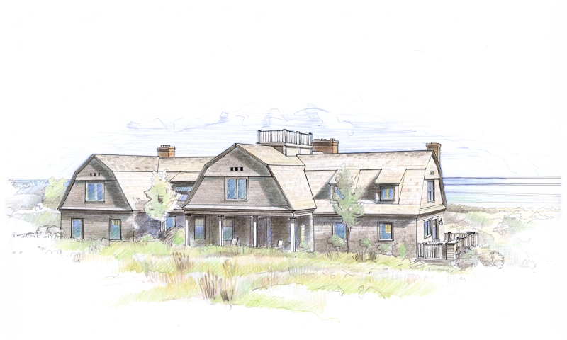 nantucket home, colored pencil, photoshop