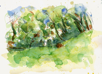 TWO CHAIRS 2, watercolor on paper, 9in by 13in, 2008