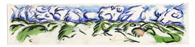 SANGRES 9, watercolor and gold leaf on paper, 6.5in by 28.75in, 1996